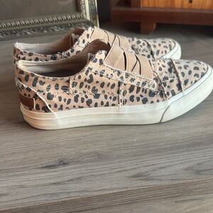 Blowfish Tan and Black Animal Print Slip-Ons
